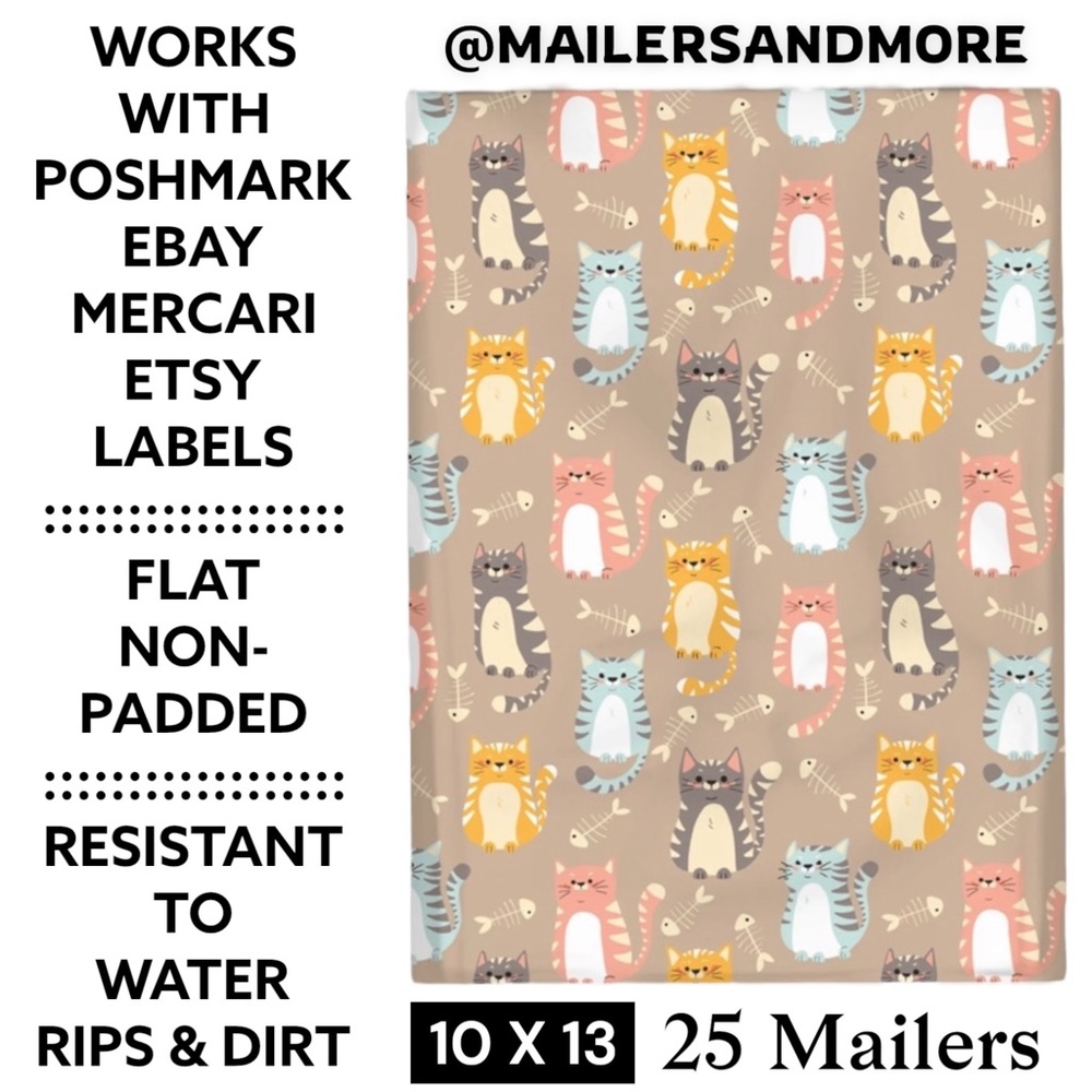 25 10X13 Poly Mailers, Cats and Fish Bones Shipping Envelopes PRICE IS FIRM - Picture 2 of 8